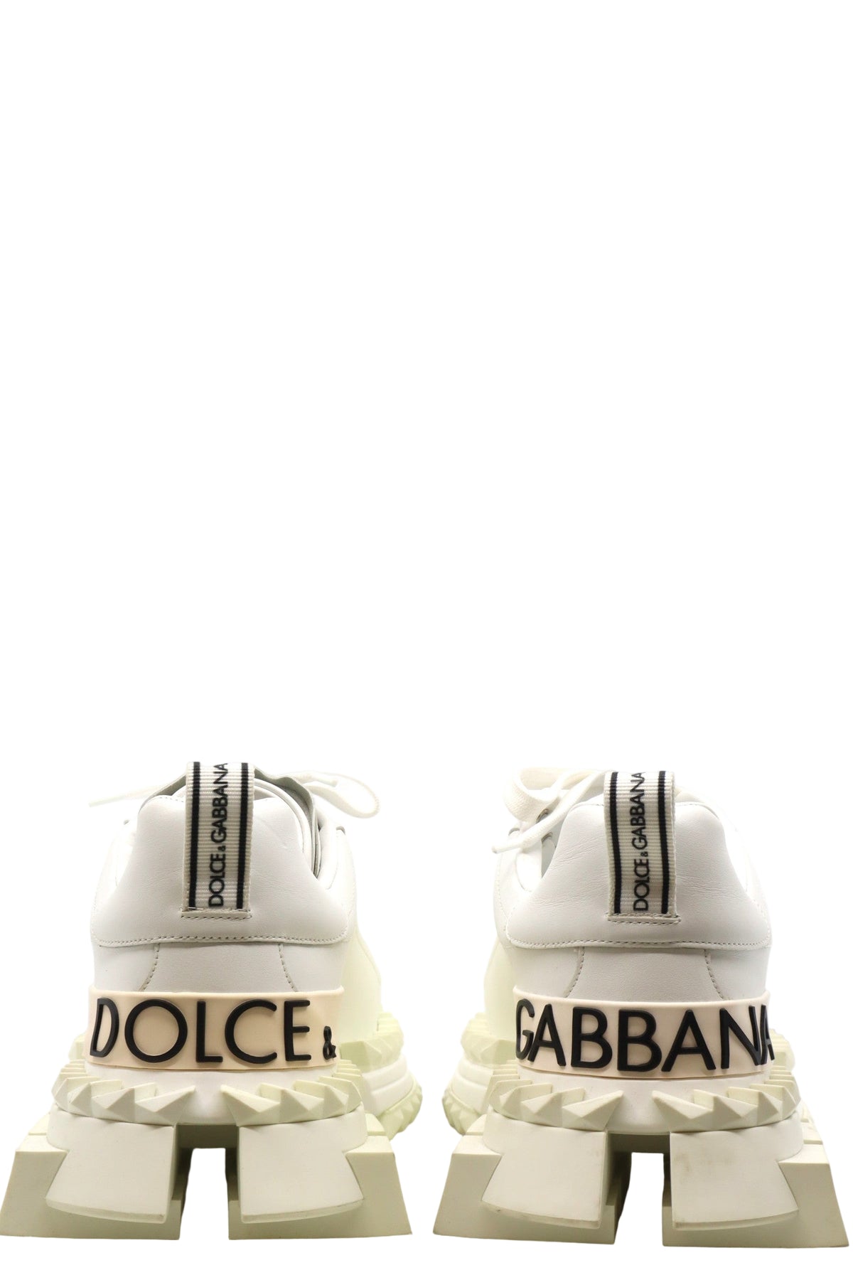 Weiße Dolce & Gabbana Sneaker mit futuristischer Profilsohle und Logo an der Ferse