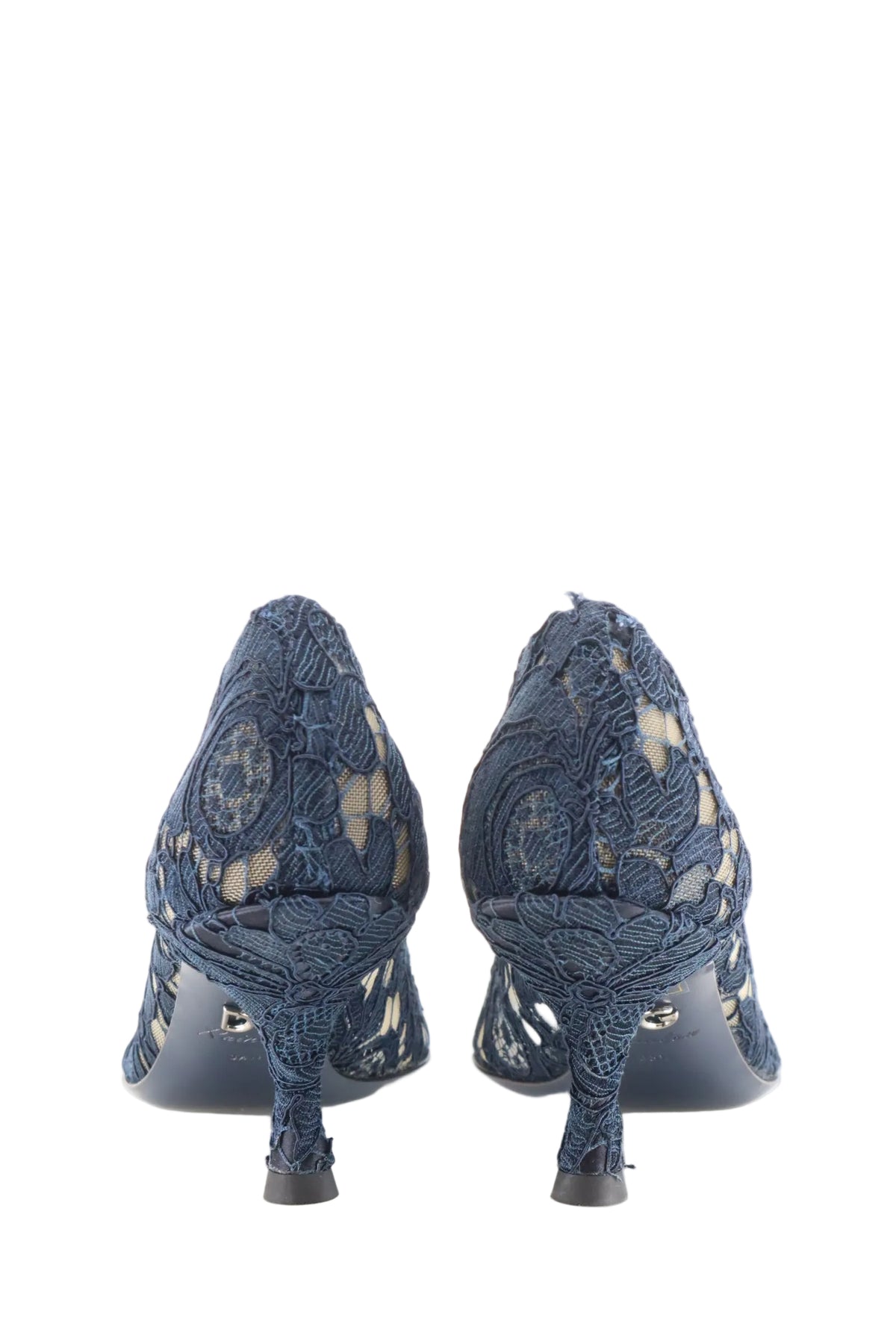 Dolce & Gabbana Pumps aus dunkelblauer Spitze mit Strass Größe 35,5