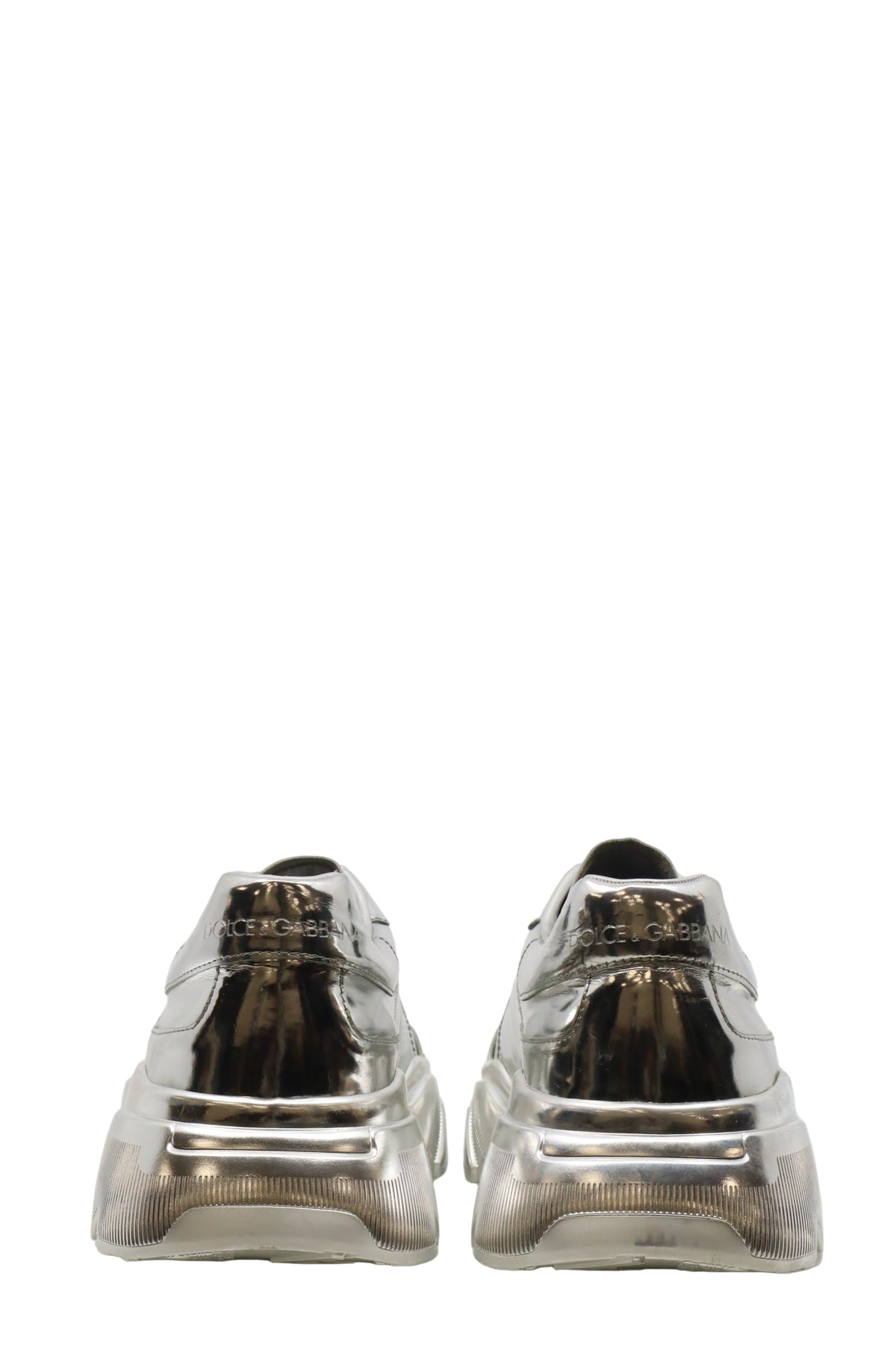 Silberner Dolce & Gabbana Sneaker mit Metallic-Finish und Chunky-Sohle, Größe 44