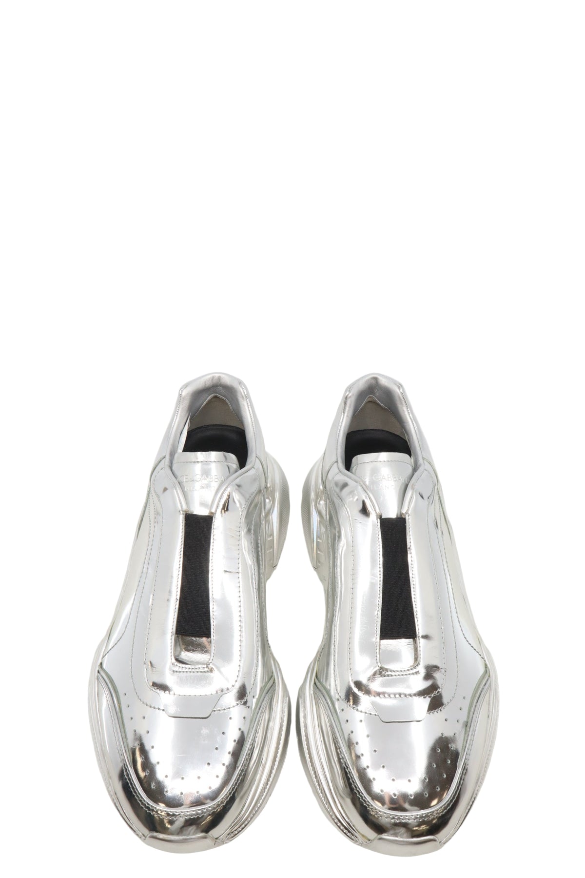 Silberner Dolce & Gabbana Sneaker mit Metallic-Finish und Chunky-Sohle, Größe 44