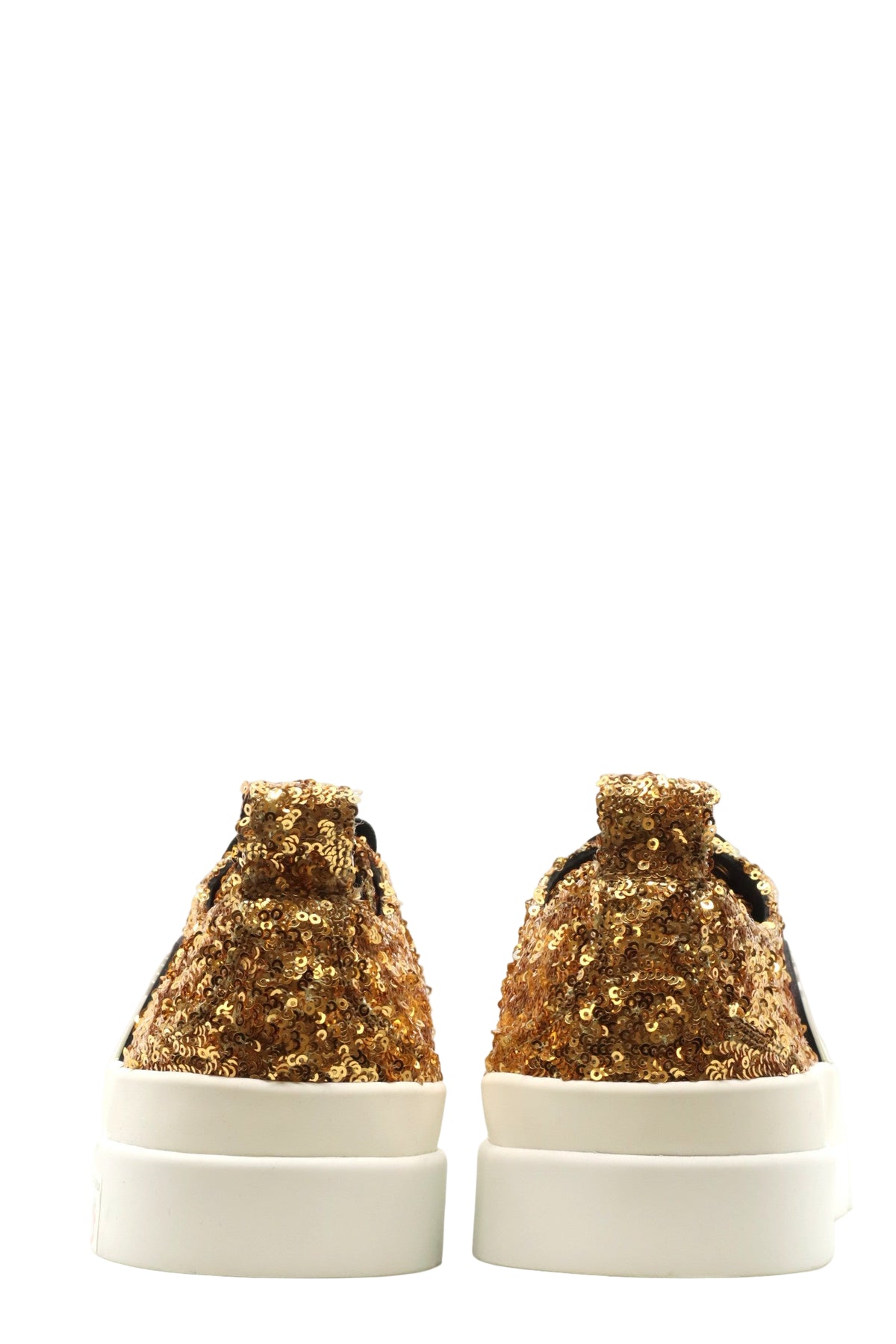 Dolce & Gabbana Sneaker mit goldenen Pailletten und weißer Sohle Größe 45