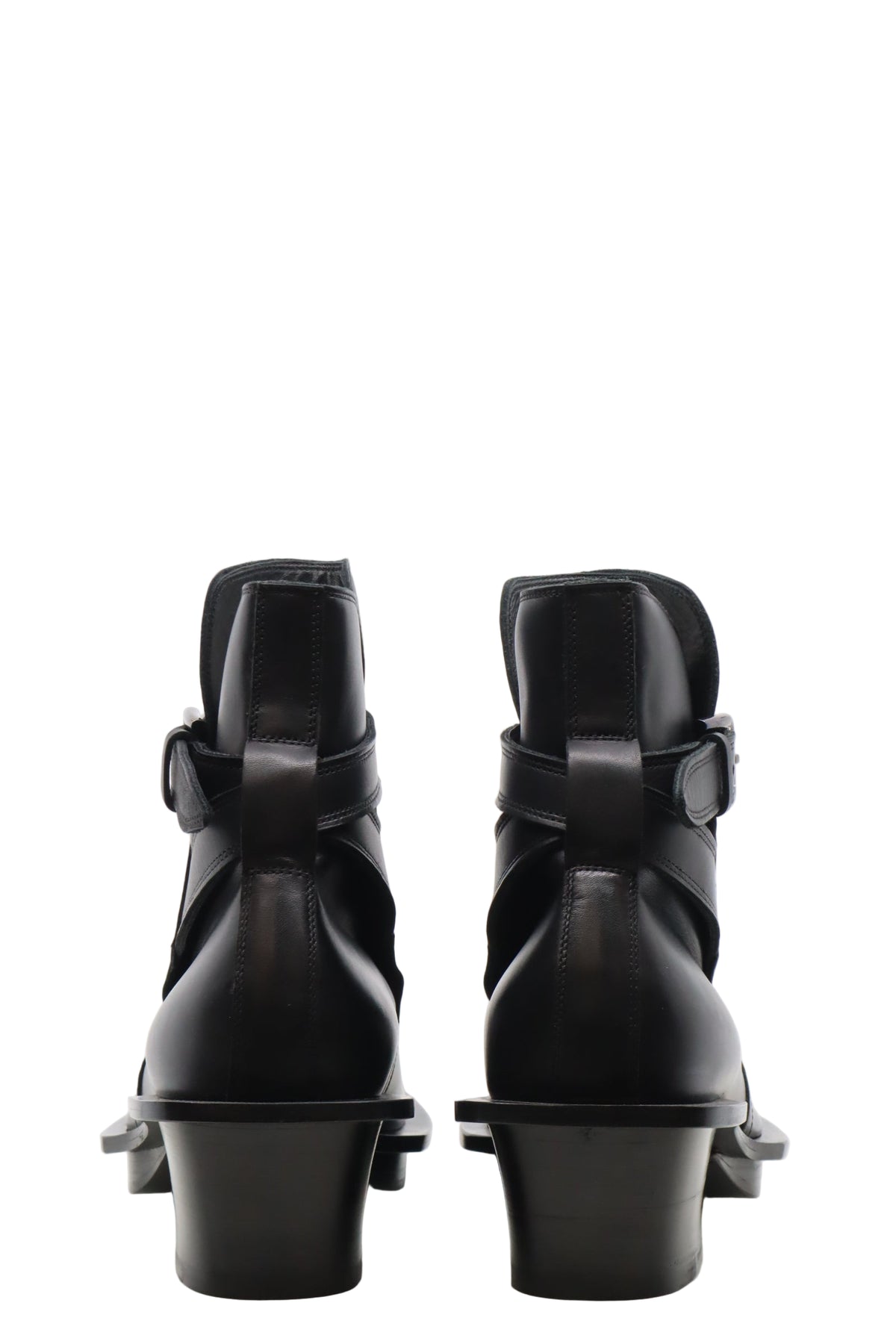 Dolce & Gabbana Herren-Stiefelette aus schwarzem Leder mit Blockabsatz und Schnalle Größe 42