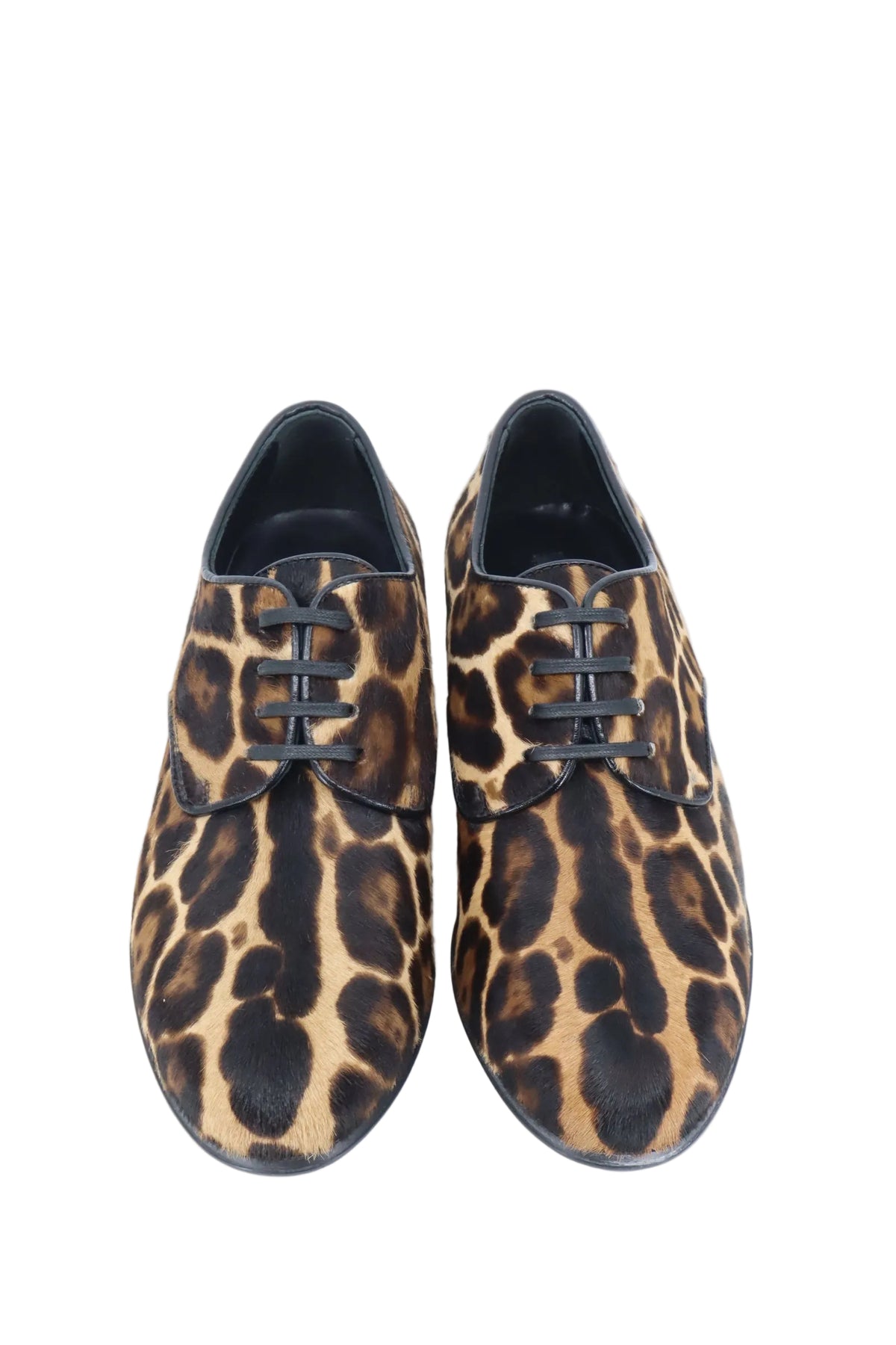 Dolce & Gabbana Schnürschuhe mit Leo-Print aus Ponyfell in Größe 36
