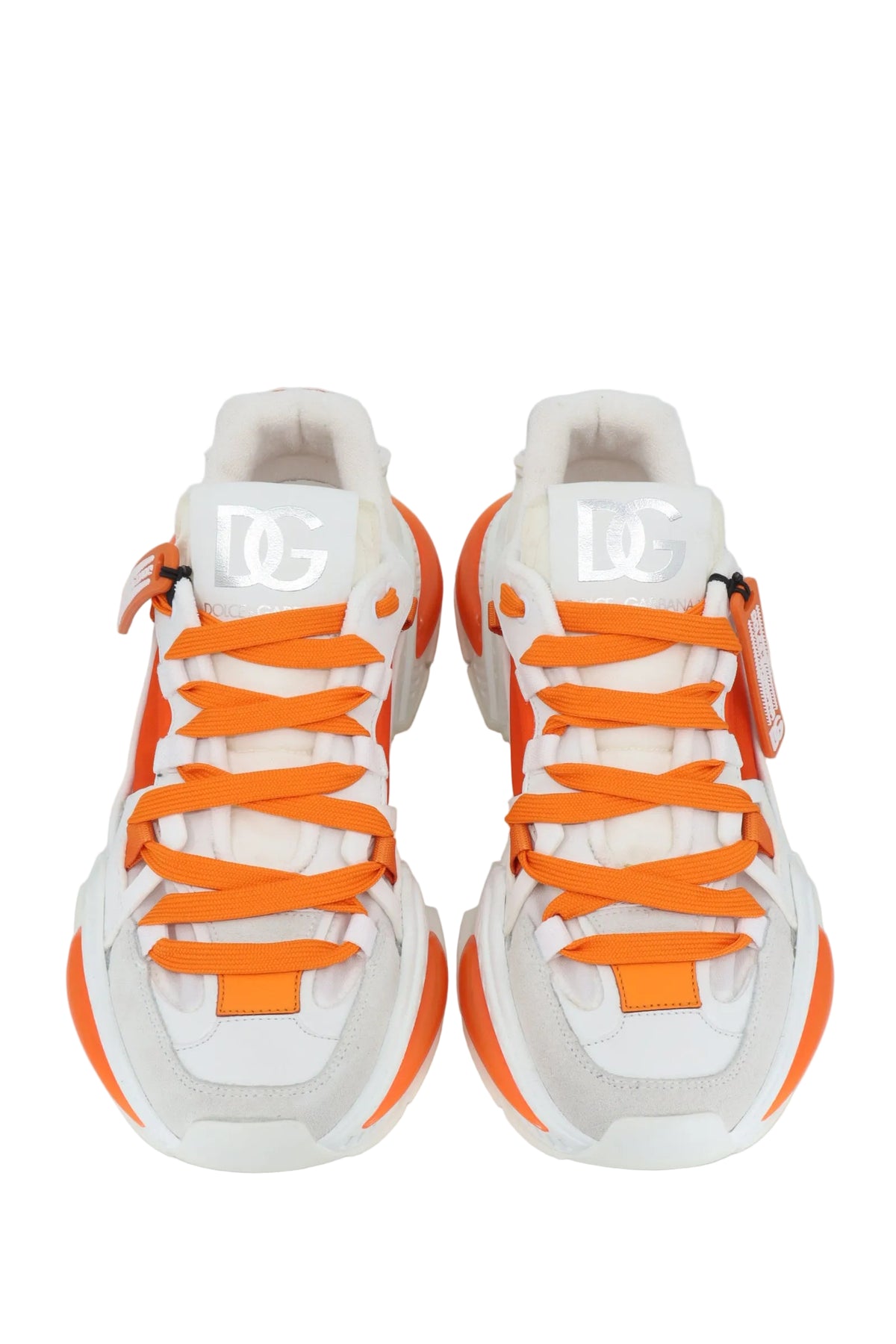 Dolce & Gabbana Sneaker in Weiß-Orange mit dicker Sohle und auffälligem Design