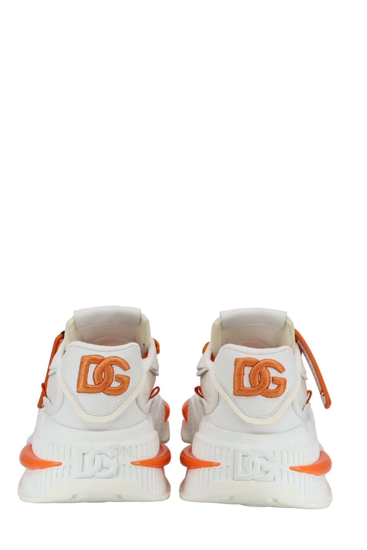 Dolce & Gabbana Sneaker in Weiß-Orange mit dicker Sohle und auffälligem Design