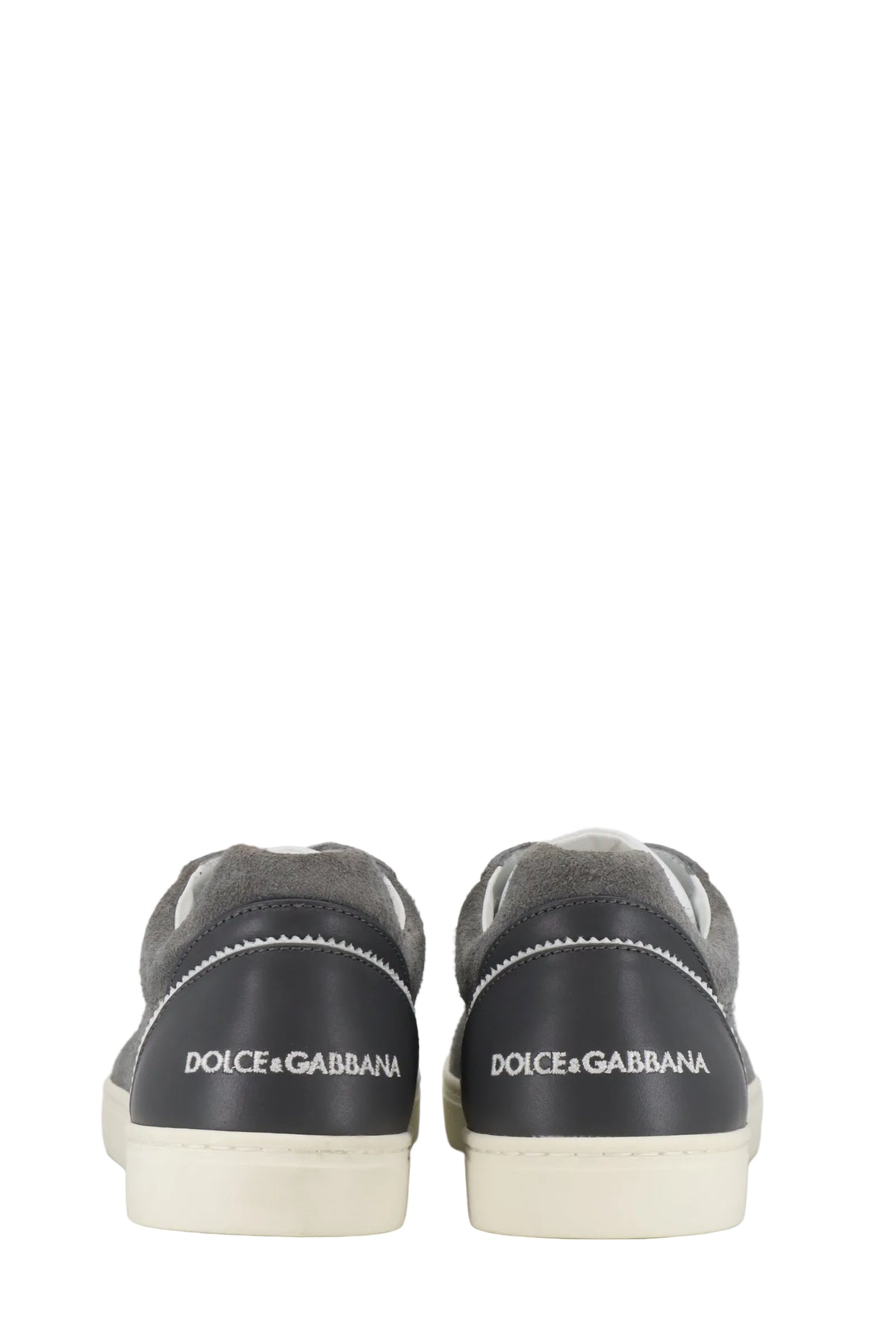 Grauer Dolce & Gabbana Sneaker aus Veloursleder mit heller Sohle und schwarzem Fersenlogo
