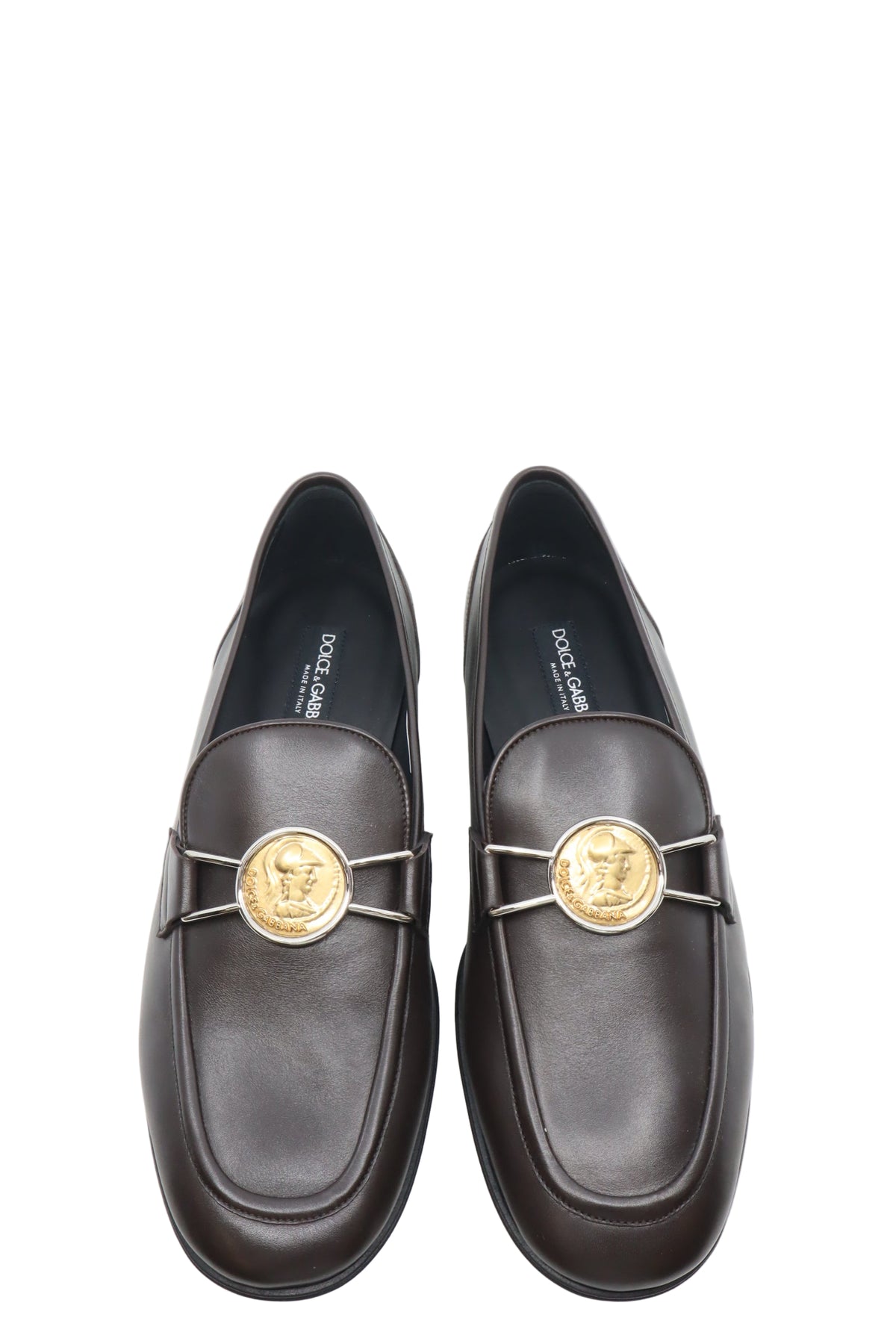 Dolce & Gabbana Herren-Loafer aus dunkelbraunem Leder mit Schnalle Größe 44