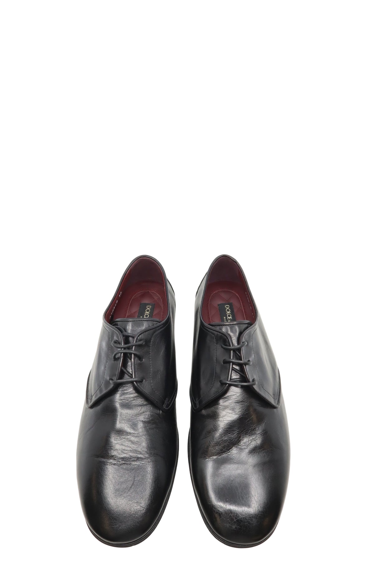 Dolce & Gabbana Herren-Derby aus schwarzem Leder mit DG-Logo Größe 44