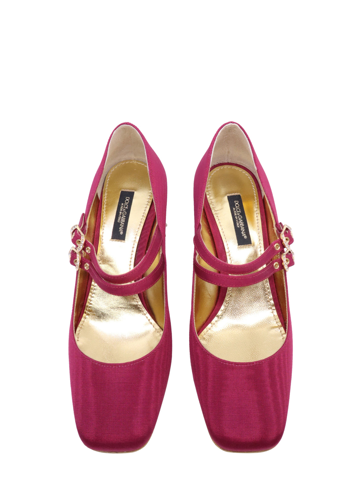 Dolce & Gabbana Mary Jane Pumps Größe 35 in Bordeaux mit Kristallverzierung und Blockabsatz