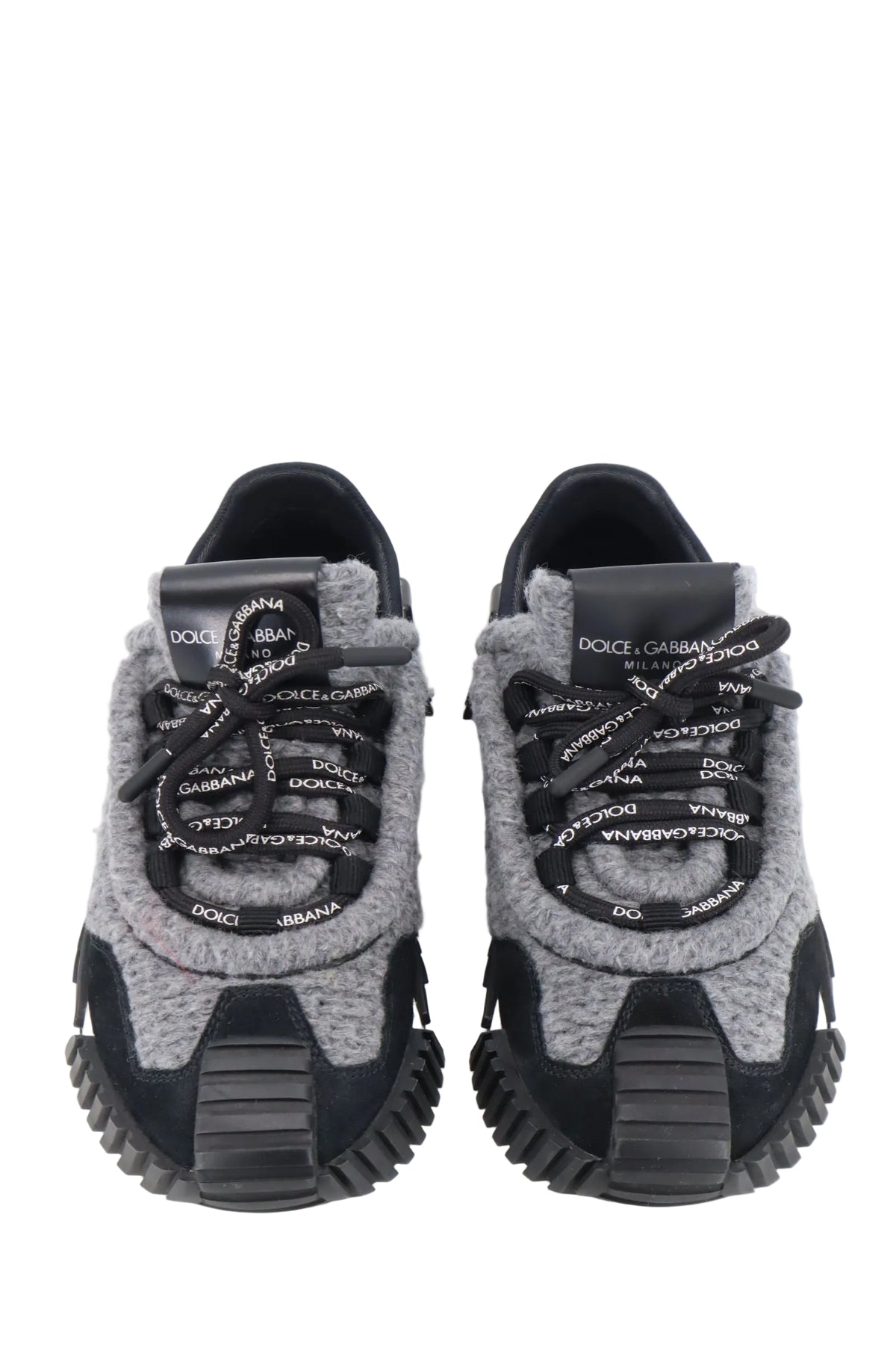 Dolce & Gabbana Sneaker grau schwarz Damen Größe 36 mit Strickstruktur
