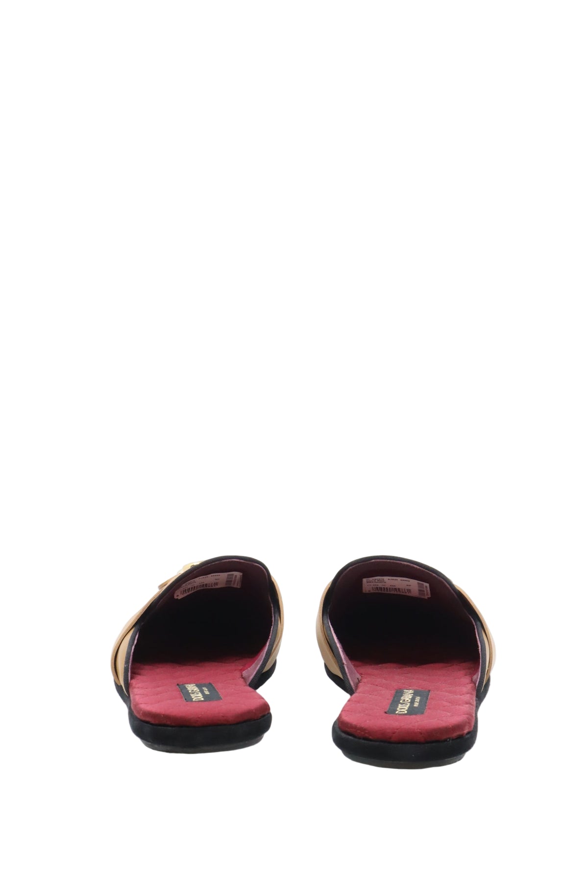 Dolce & Gabbana Herren-Slipper aus honiggelbem Leder mit goldener Verzierung Größe 44