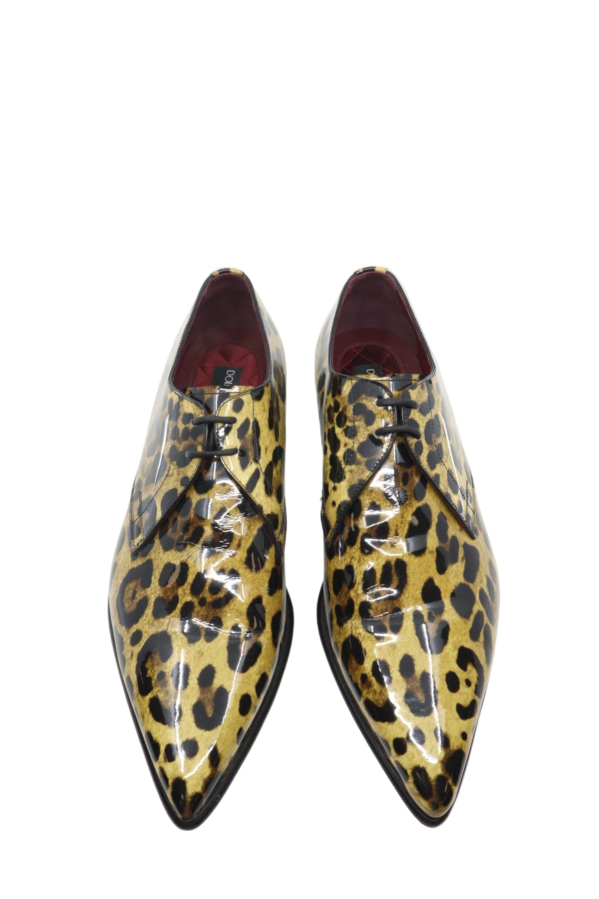 Dolce & Gabbana Herren-Derby glänzend mit Leopardenmuster Größe 44