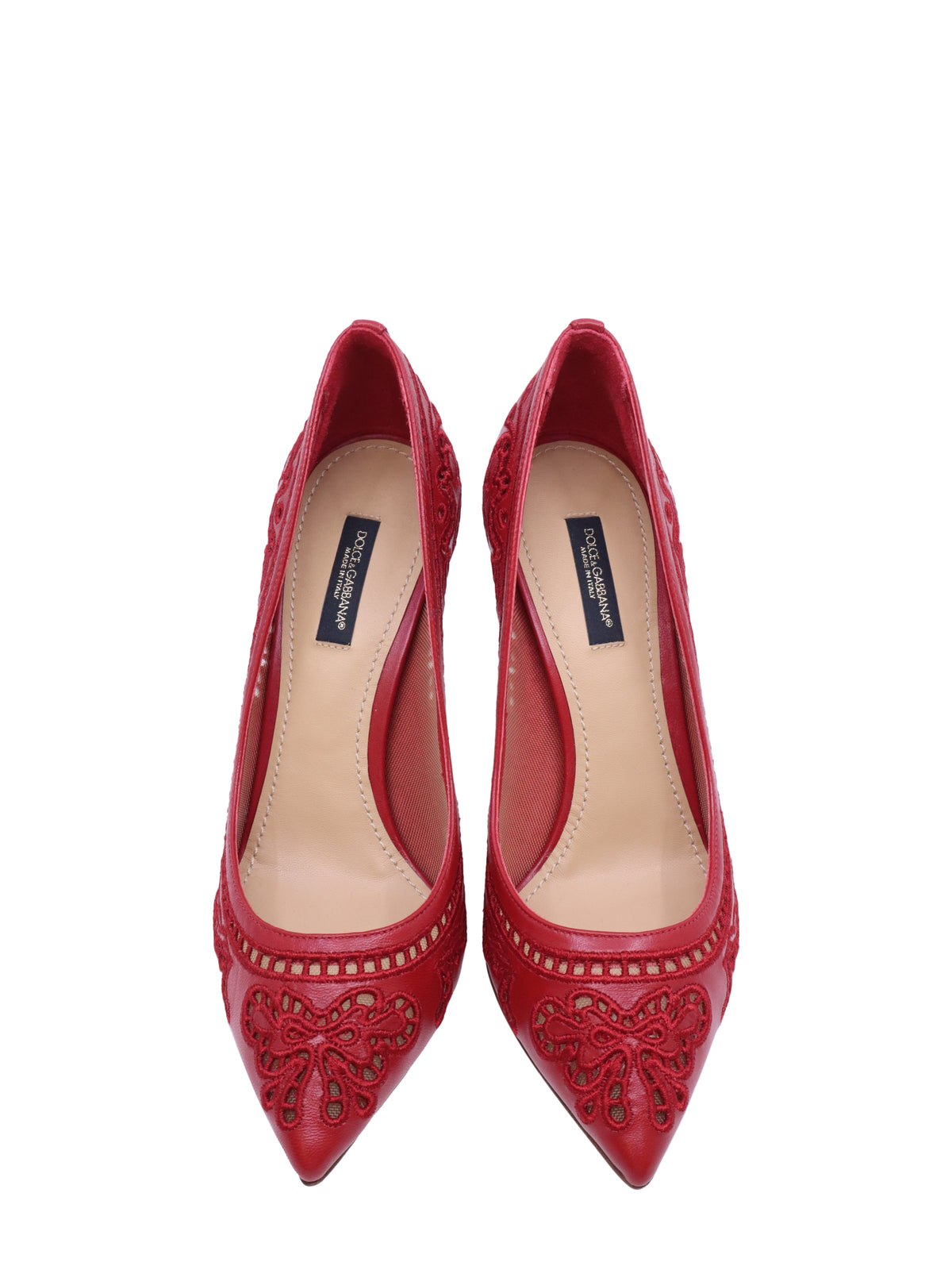 Rote Dolce & Gabbana High Heels Größe 37 mit Stickerei, Cut-outs und Stiletto-Absatz