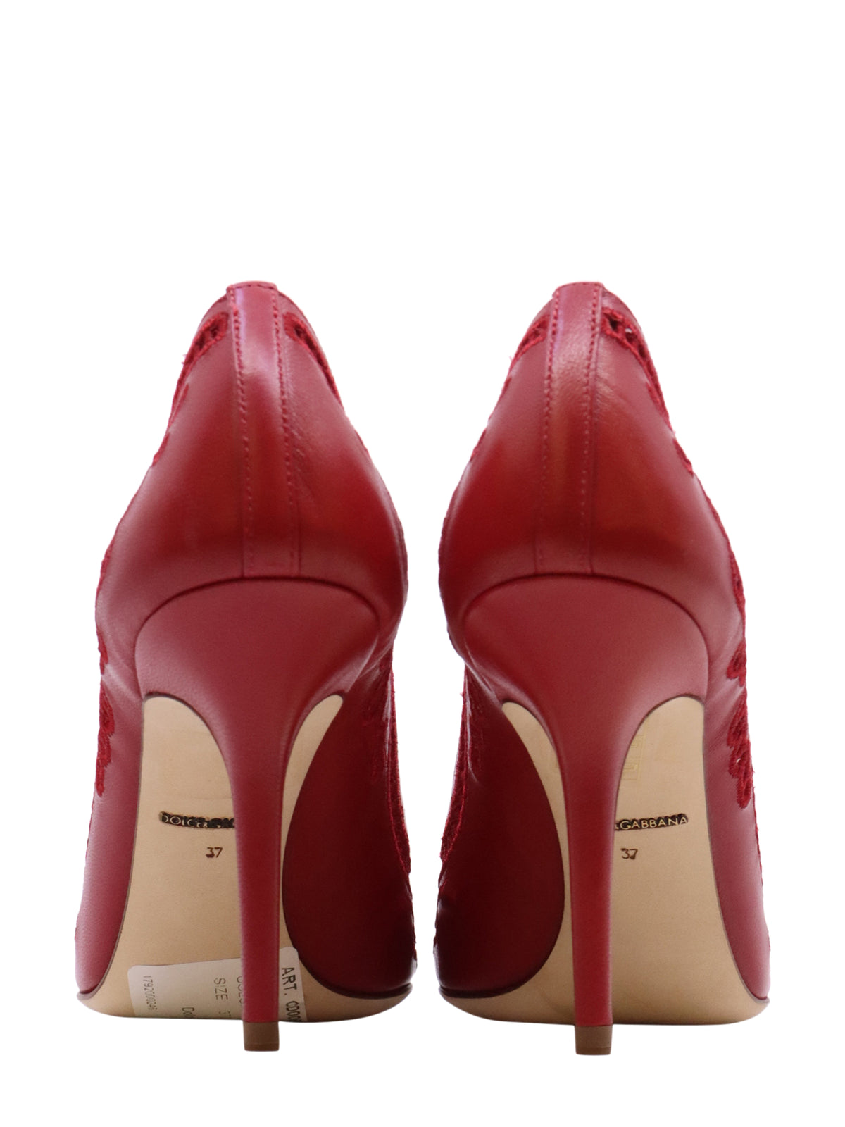 Rote Dolce & Gabbana High Heels Größe 37 mit Stickerei, Cut-outs und Stiletto-Absatz